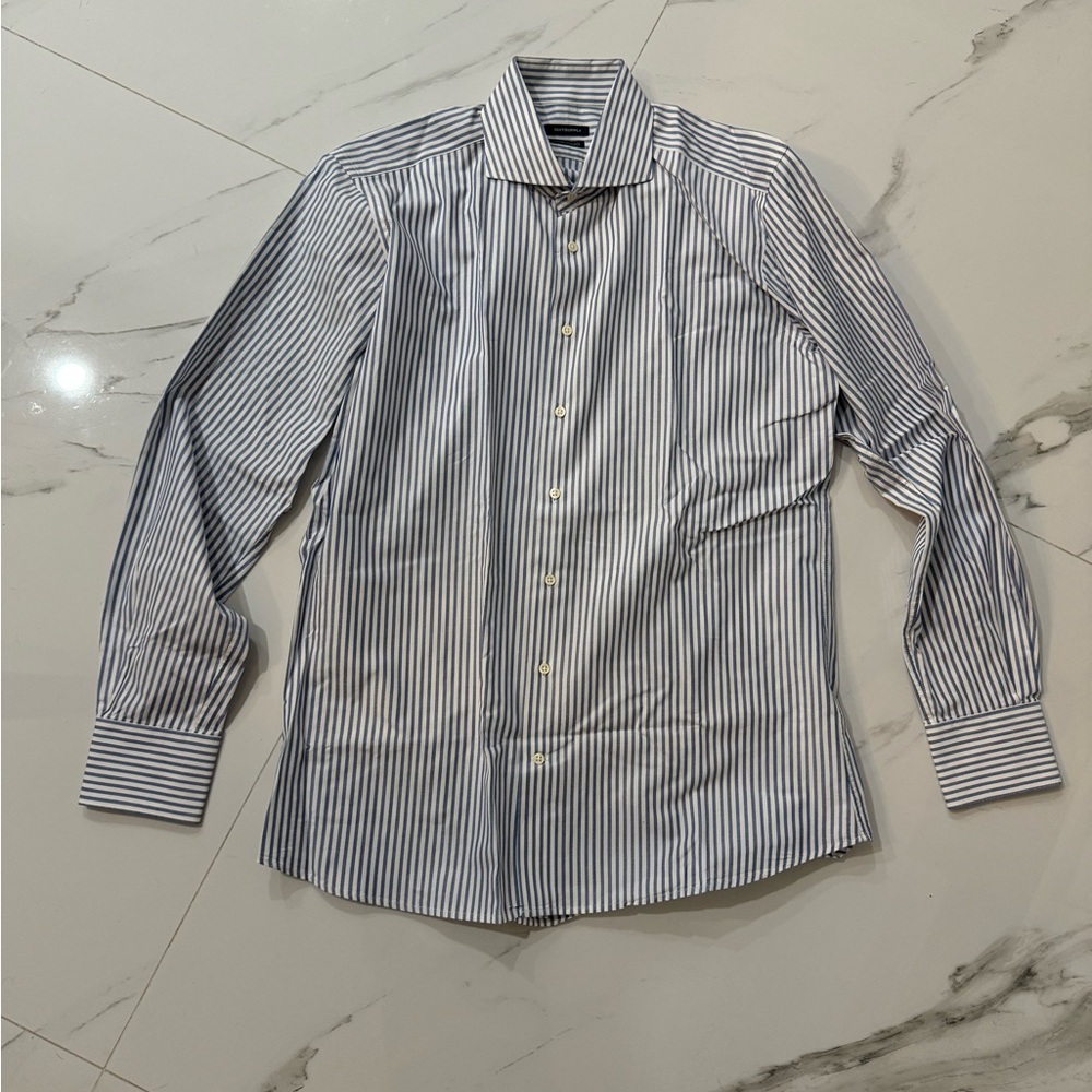 Suitsupply Blue and White Striped Dress Shirt